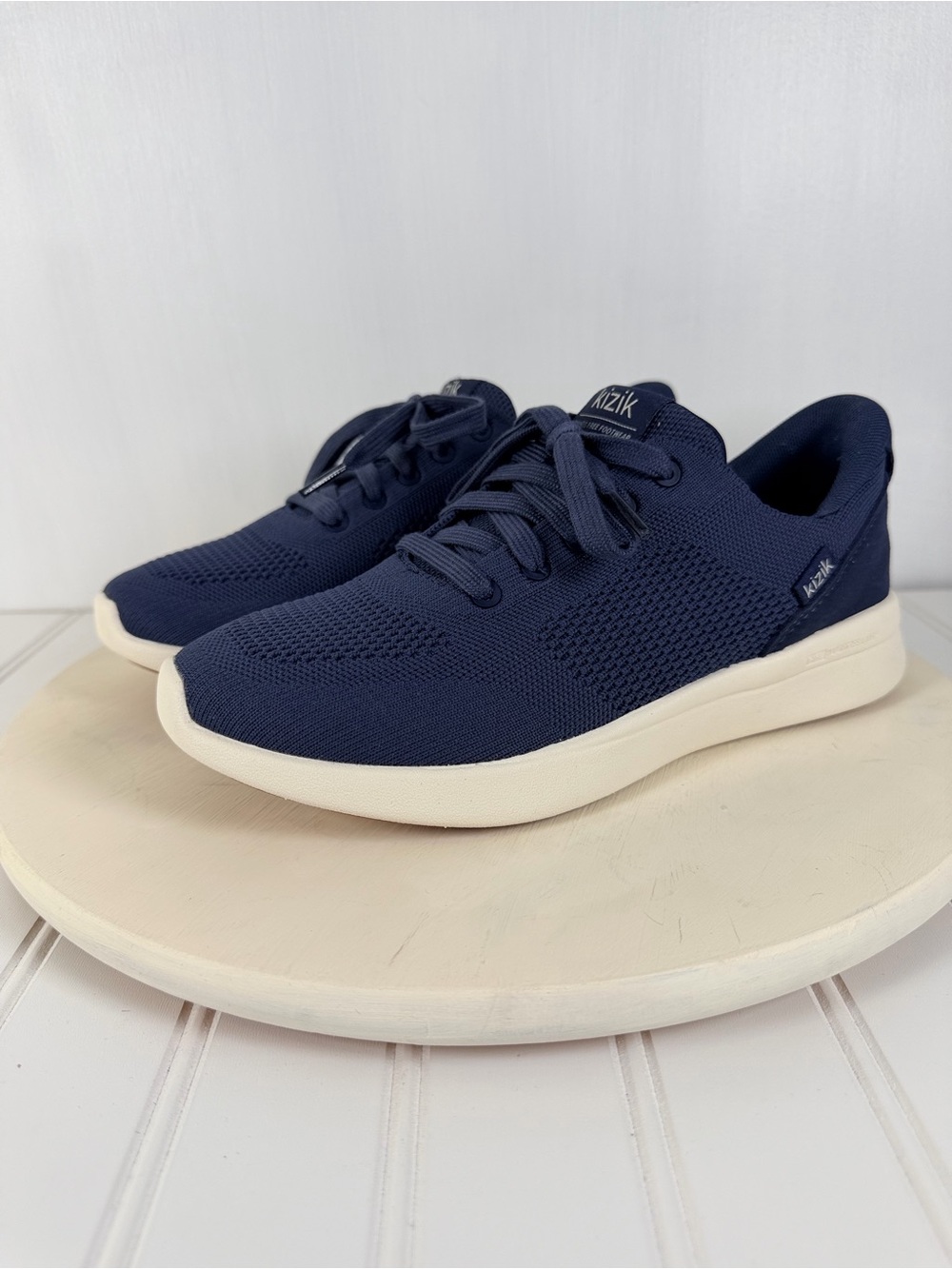 Kizik Women's Lima 2 Navy Knit Lace-Up Slip On Hands Free Athletic Sneaker Sz 7